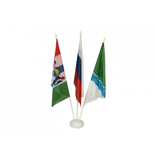 Напольный флагшток пластик белый, 3 штока Напольный флагшток пластик белый, 3 штока