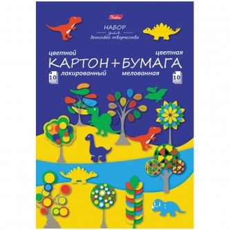 Набор А4 цв. картона и цв. бумаги 20л., 10цв., Hatber 