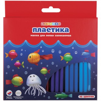 Набор пластики для лепки Цветик, 12 цветов, 240г, картон, европодвес Набор пластики для лепки Цветик, 12 цветов, 240г, картон, европодвес