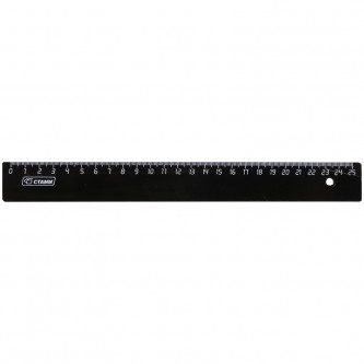 Линейка 25см СТАММ, пластиковая, непрозрачная, черная Линейка 25см СТАММ, пластиковая, непрозрачная, черная