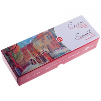 Гуашь художественная Сонет, 12 цветов, 40мл, картон Гуашь художественная Сонет, 12 цветов, 40мл, картон