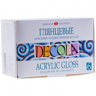 Краски акриловые Decola, 06 цветов, глянцевые, 20мл, картон Краски акриловые Decola, 06 цветов, глянцевые, 20мл, картон