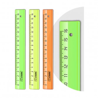 Линейка 16см СТАММ, пластиковая, прозрачная, неоновые цвета, ассорти Линейка 16см СТАММ, пластиковая, прозрачная, неоновые цвета, ассорти