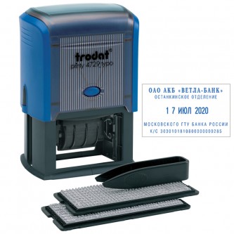 Датер самонаборный Trodat, пластик, 4стр., 4мм, 2 кассы (53334)