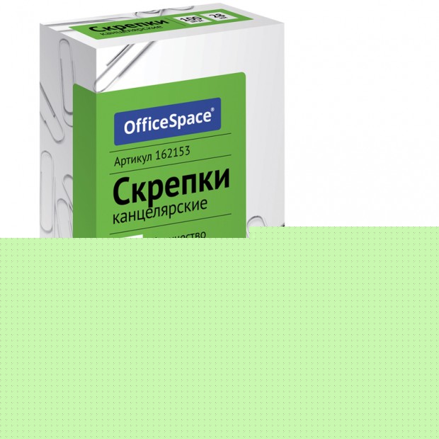Скрепки 28мм, OfficeSpace, 100шт., карт. упаковка