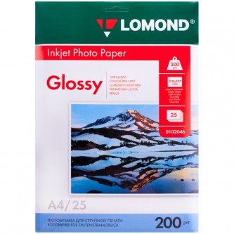 Бумага А4 для стр. принтеров Lomond, 200г/м2 (25л) гл.одн. Бумага А4 для стр. принтеров Lomond, 200г/м2 (25л) гл.одн.