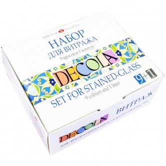 Краски витражные Decola 09 цветов, с контуром, 20мл, картон Краски витражные Decola 09 цветов, с контуром, 20мл, картон