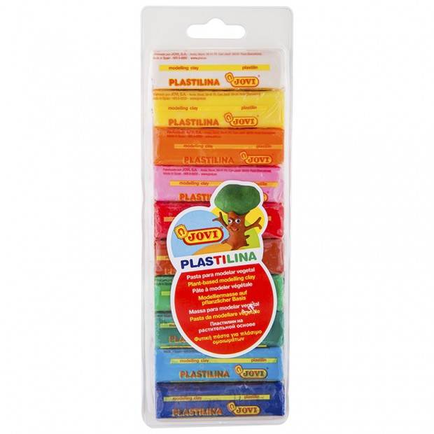 Пластилин JOVI, 10 цветов, 250г, растительный, блистер