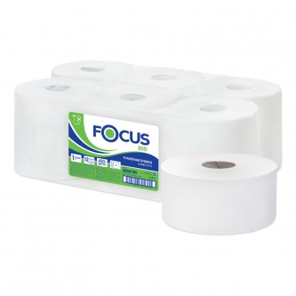 Бумага туалетная Focus Eco Jumbo, 1 слойн, 450м/рул., тиснение, белая
