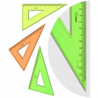 Треугольник 30°, 13см СТАММ, пластиковый, прозрачный, неоновые цвета, ассорти