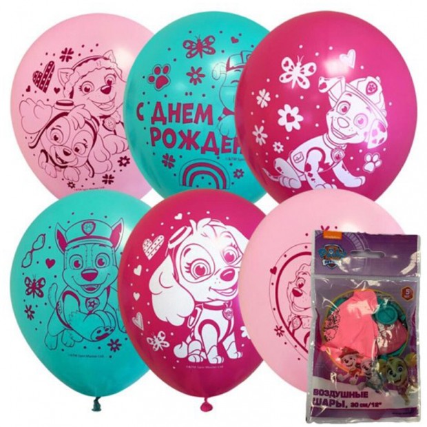 Воздушные шары,  5шт., М12/30см, ПатиБум 