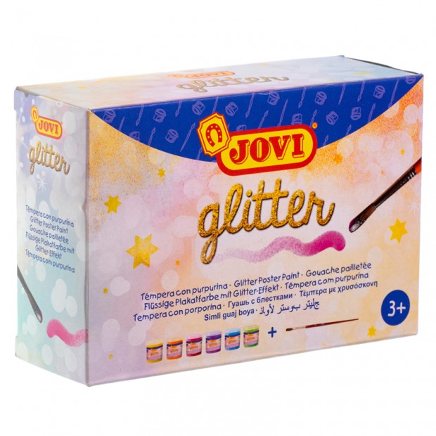 Гуашь JOVI, 06 цветов, с кистью, с блестками, картонная коробка Гуашь JOVI, 06 цветов, с кистью, с блестками, картонная коробка