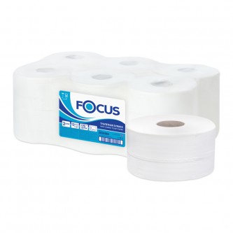 Бумага туалетная Focus Mini Jumbo (T2), 2 слойн, 170м/рул., тиснение, белая