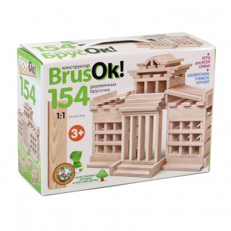 Конструктор деревянный BrusOк 154 эл, картонная коробка