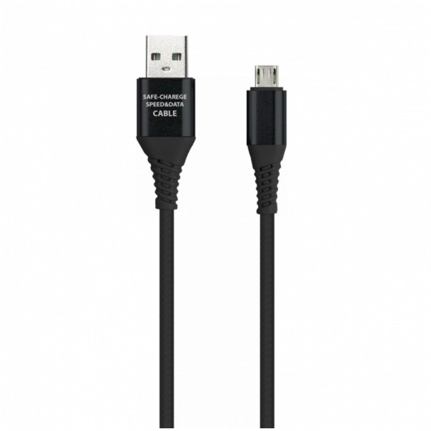 Кабель Smartbuy Gear, USB2.0 (A) - Type C, в резиновой оплетке, 2A output, 1м, белый, черный