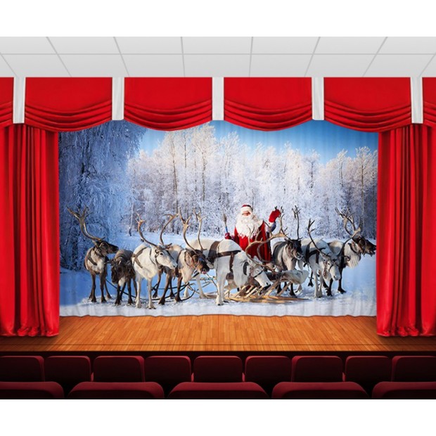 Занавес Дед мороз и упряжка Занавес Дед мороз и упряжка