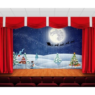 Занавес Дед мороз на фоне луны Занавес Дед мороз на фоне луны