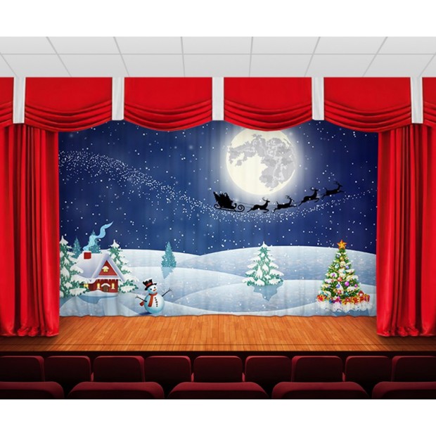 Занавес Дед мороз на фоне луны Занавес Дед мороз на фоне луны