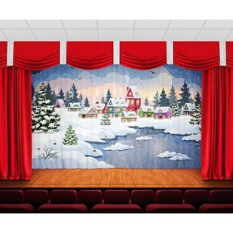 Занавес Заснеженная деревня Занавес Заснеженная деревня