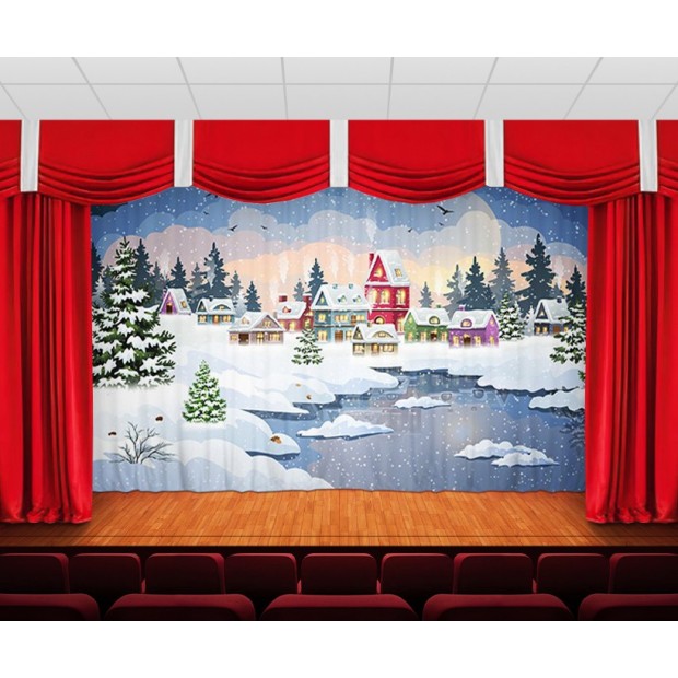 Занавес Заснеженная деревня Занавес Заснеженная деревня