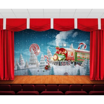 Занавес Поезд с дедом морозом Занавес Поезд с дедом морозом