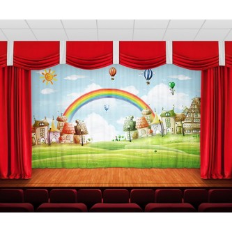Занавес Домики в радужном поле Занавес Домики в радужном поле