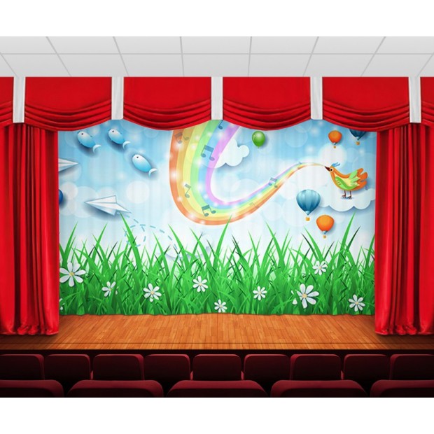 Занавес Ромашки на фоне радуги Занавес Ромашки на фоне радуги