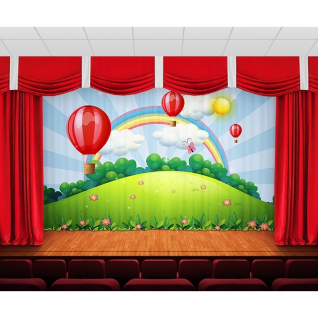 Занавес Поле и шары на фоне радуги Занавес Поле и шары на фоне радуги