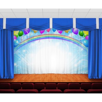 Занавес Шарики на фоне радуги