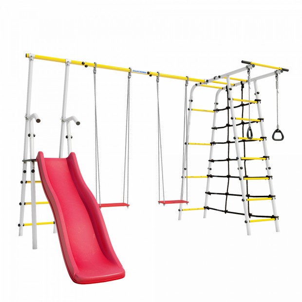 Детский спортивный комплекс для дачи Богатырь Плюс - 2 (желтый/белый) Детский спортивный комплекс для дачи Богатырь Плюс - 2 (желтый/белый)