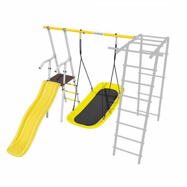 Дополнительный комплект с горкой к дачному комплексу *только для высоты балки качелей 2050 мм. (желтый/серый) Дополнительный комплект с горкой к дачному комплексу *только для высоты балки качелей 2050 мм. (желтый/серый)