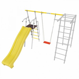 Дополнительный комплект с горкой 1200 мм к дачному комплексу *только для высоты балки качелей 2050 мм. (желтый/серый) Дополнительный комплект с горкой 1200 мм к дачному комплексу *только для высоты балки качелей 2050 мм. (желтый/серый)