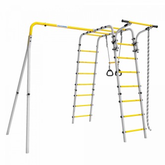 Детский спортивный комплекс для дачи Веселая лужайка - 2 (желтый/серый) (без качелей) Детский спортивный комплекс для дачи Веселая лужайка - 2 (желтый/серый) (без качелей)