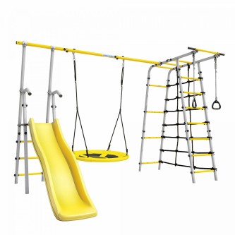 Детский спортивный комплекс для дачи Богатырь Плюс - 2 (желтый/серый) Детский спортивный комплекс для дачи Богатырь Плюс - 2 (желтый/серый)