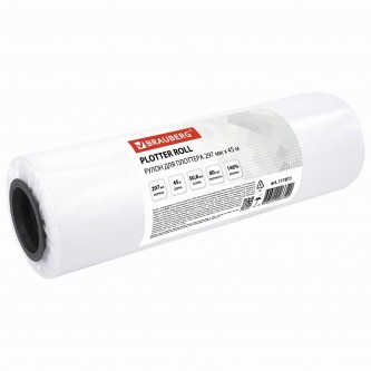 Бумага широкоформатная рулон для плоттера 297 мм х 45 м х втулка 50,8 мм, 80 г/м2, белизна CIE 146%, BRAUBERG, 111811 Бумага широкоформатная рулон для плоттера 297 мм х 45 м х втулка 50,8 мм, 80 г/м2, белизна CIE 146%, BRAUBERG, 111811