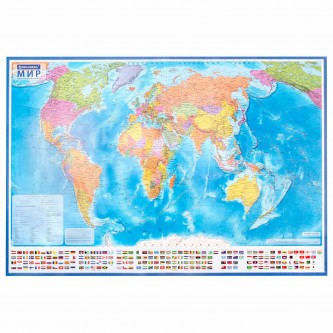 Карта мира политическая 199х134 см, 1:15,5М, с ламинацией, интерактивная, европодвес, BRAUBERG, 112387 Карта мира политическая 199х134 см, 1:15,5М, с ламинацией, интерактивная, европодвес, BRAUBERG, 112387