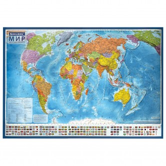 Карта мира политическая 157х107 см, 1:21,5М, с ламинацией, интерактивная, в тубусе, BRAUBERG, 112390 Карта мира политическая 157х107 см, 1:21,5М, с ламинацией, интерактивная, в тубусе, BRAUBERG, 112390