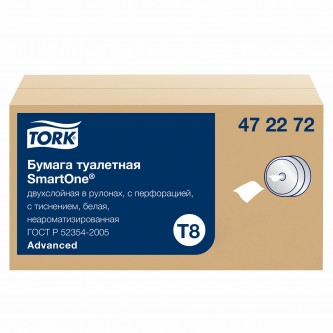 Бумага туалетная 207 м, TORK (Система T8) SmartOne, КОМПЛЕКТ 8 шт., Advanced, 2-слойная, 4722, 472272 Бумага туалетная 207 м, TORK (Система T8) SmartOne, КОМПЛЕКТ 8 шт., Advanced, 2-слойная, 4722, 472272