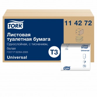 Бумага туалетная TORK (Система Т3) КОМПЛЕКТ 40 шт., Universal, листовая, 250 л., 11х23 см, 1-слойная, 114272 Бумага туалетная TORK (Система Т3) КОМПЛЕКТ 40 шт., Universal, листовая, 250 л., 11х23 см, 1-слойная, 114272