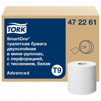 Бумага туалетная 130 м, TORK (Система T9) SmartOne, КОМПЛЕКТ 12 шт., Advanced, 2-слойная, белая, 472261 Бумага туалетная 130 м, TORK (Система T9) SmartOne, КОМПЛЕКТ 12 шт., Advanced, 2-слойная, белая, 472261