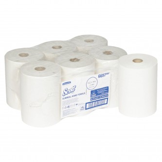 Полотенца бумажные рулонные KIMBERLY-CLARK Scott, КОМПЛЕКТ 6шт, Slimroll, 190м, белые, арт. 6697 Полотенца бумажные рулонные KIMBERLY-CLARK Scott, КОМПЛЕКТ 6шт, Slimroll, 190м, белые, арт. 6697