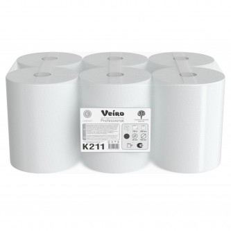 Полотенца бумажные рулонные 150 м, VEIRO Professional (H1) COMFORT, 1-слойные, КОМПЛЕКТ 6 рулонов, K211