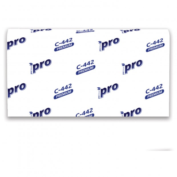 Полотенца бумажные 200 шт, PROtissue (H2) PREMIUM, 2-сл. белые, КОМПЛЕКТ 21 пач, 24х21,5,Z-слож,С442