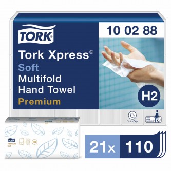 Полотенца бумажные 110 штук, TORK (Система H2) Premium, КОМПЛЕКТ 21 штука, 2-слойные, белые, 21х34, Interfold, 100288 Полотенца бумажные 110 штук, TORK (Система H2) Premium, КОМПЛЕКТ 21 штука, 2-слойные, белые, 21х34, Interfold, 100288