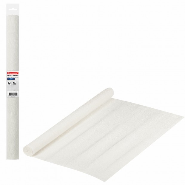Бумага гофрированная/креповая, 32 г/м2, 50х250 см, белая, в рулоне, BRAUBERG, 126528 Бумага гофрированная/креповая, 32 г/м2, 50х250 см, белая, в рулоне, BRAUBERG, 126528