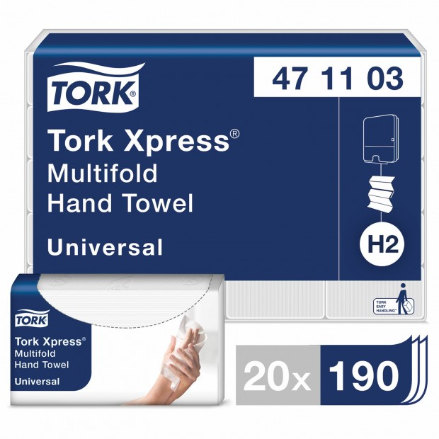 Полотенца бумажные (1 пачка 190 листов) TORK (H2) Universal, 2-слойные, цвет натуральный.,23,4х21,3, Z-сложение, 471103 Полотенца бумажные (1 пачка 190 листов) TORK (H2) Universal, 2-слойные, цвет натуральный.,23,4х21,3, Z-сложение, 471103