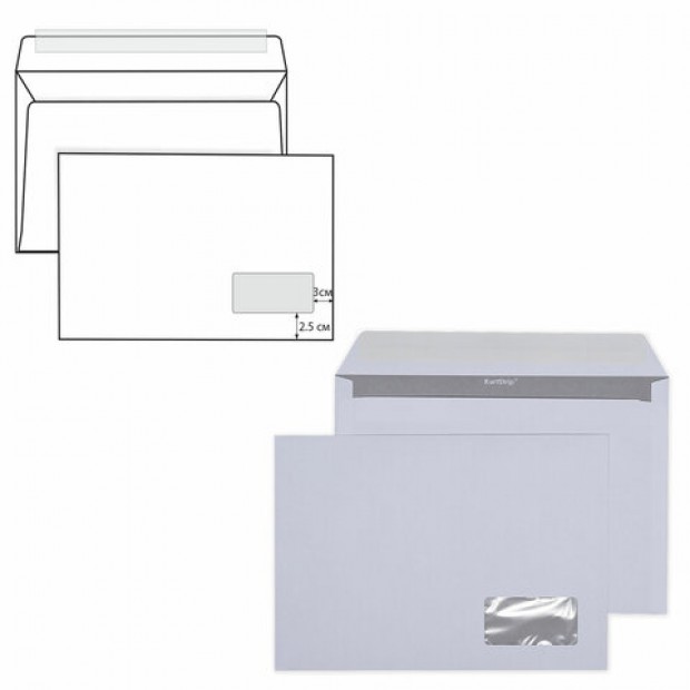 Конверты С4 (229х324 мм) ПРАВОЕ ОКНО, отрывная лента, 90 г/м2, КОМПЛЕКТ 500 шт., внутренняя запечатка, 121102 Конверты С4 (229х324 мм) ПРАВОЕ ОКНО, отрывная лента, 90 г/м2, КОМПЛЕКТ 500 шт., внутренняя запечатка, 121102