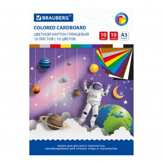Картон цветной БОЛЬШОГО ФОРМАТА, А3, МЕЛОВАННЫЙ (глянцевый), 10 листов 10 цветов, BRAUBERG, 297х420 мм, Картон цветной БОЛЬШОГО ФОРМАТА, А3, МЕЛОВАННЫЙ (глянцевый), 10 листов 10 цветов, BRAUBERG, 297х420 мм,