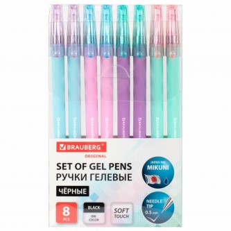 Ручки гелевые BRAUBERG ORIGINAL, ЧЕРНЫЕ, НАБОР 8 штук, игольчатый узел 0,5 мм, линия письма 0,35 м, 144248 Ручки гелевые BRAUBERG ORIGINAL, ЧЕРНЫЕ, НАБОР 8 штук, игольчатый узел 0,5 мм, линия письма 0,35 м, 144248