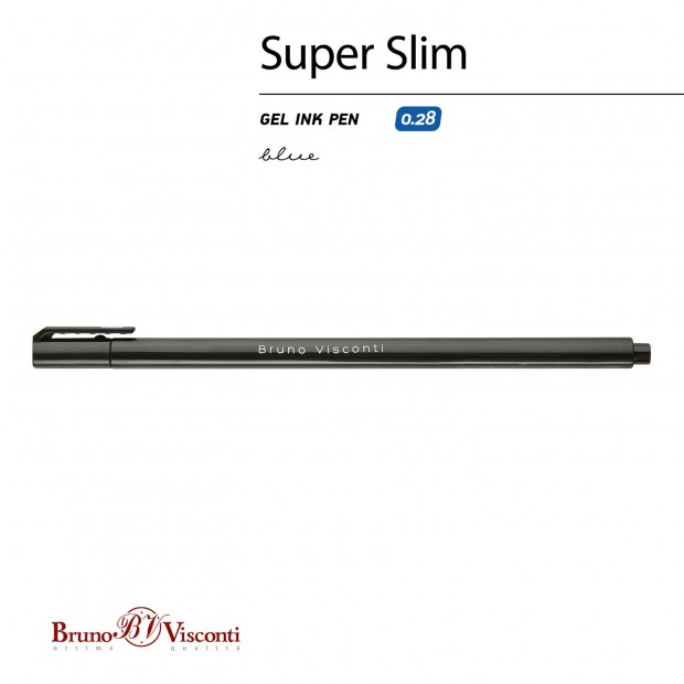 Ручка гелевая BRUNO VISCONTI Super Slim Black, СИНЯЯ, узел 0,28мм, линия 0,2мм, 20-03, 20-0398 Ручка гелевая BRUNO VISCONTI Super Slim Black, СИНЯЯ, узел 0,28мм, линия 0,2мм, 20-03, 20-0398
